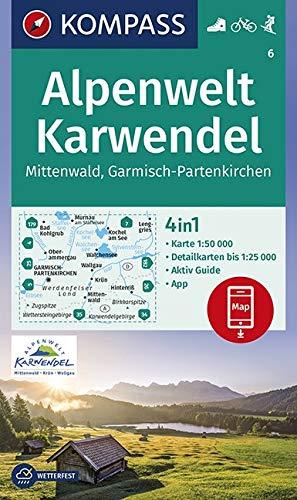 Alpenwelt Karwendel Mittenwald, Garmisch-Partenkirchen: 4in1 Wanderkarte 1:50000 mit Aktiv Guide und Detailkarten inklusive Karte zur offline ... Skitouren. (KOMPASS-Wanderkarten, Band 6)