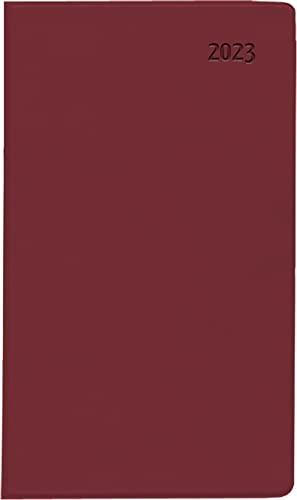 Taschenplaner Leporello PVC bordeaux 2023 - Bürokalender 9,5x16 cm - 1 Monat auf 2 Seiten - separates Adressheft - faltbar - Notizheft - 510-1011