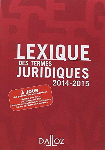 Lexique des termes juridiques 2014-2015