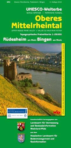 UNESCO-Welterbe - Oberes Mittelrheintal Rüdesheim am Rhein, Bingen am Rhein (WR): Topographische Karte 1:25000 mit Wander- und Radwanderwegen mit Rhein- und Soonwaldsteig