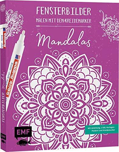 Vorlagenmappe Fensterbilder malen mit dem Kreidemarker – Mandalas: Mit Anleitung, 7 XXL-Vorlagen-Postern und original edding 4090 Kreidemarker (weiß) – über 30 traumhafte Motive