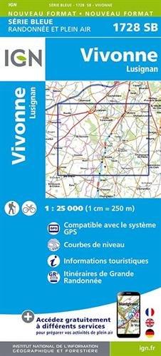 Vivonne - Lusignan 1 : 25 000 Carte Topographique Serie Bleue Itineraires de Randonnee