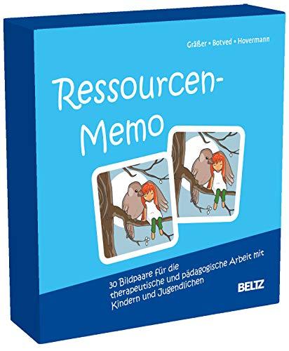 Ressourcen-Memo: 30 Bildpaare für die therapeutische und pädagogische Arbeit mit Kindern und Jugendlichen. Mit 12-seitigem Booklet in stabiler Box, Kartenformat 6,5 x 6,5 cm.