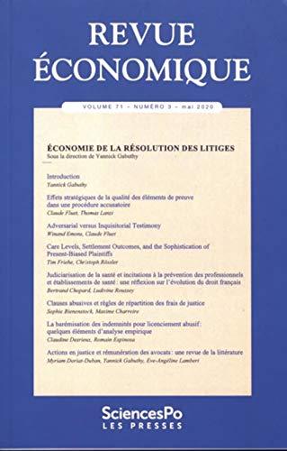 Revue économique, n° 71-3. Economie de la résolution des litiges