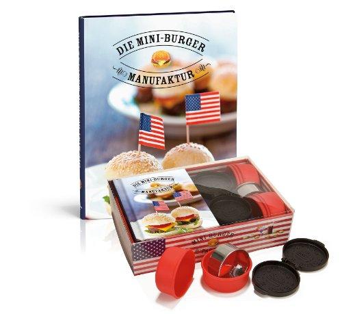 Die Mini-Burger-Manufaktur, (inkl. Geschenkbox mit Rezeptbuch, sechs Silikonformen, Mini-Presse und Ausstecher)