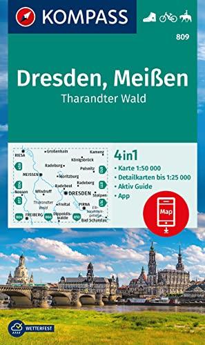 KOMPASS Wanderkarte 809 Dresden, Meißen, Tharandter Wald 1:50.000: 4in1 Wanderkarte, mit Aktiv Guide und Detailkarten inklusive Karte zur offline ... Fahrradfahren. Skitouren. Langlaufen.