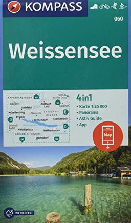 Weißensee: 4in1 Wanderkarte 1:25000 mit Panorama und Aktiv Guide inklusive Karte zur offline Verwendung in der KOMPASS-App. Fahrradfahren. Skitouren. Langlaufen. (KOMPASS-Wanderkarten, Band 60)