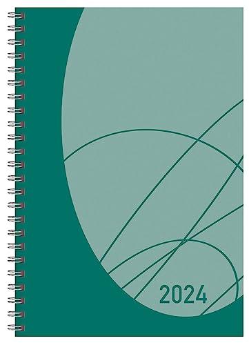 Buchkalender Wochentimer Flexi Colourlux petrol 2024: Terminplaner mit Spiralbindung. Din A5 Terminkalender 1 Woche 2 Seiten. Extra Platz für Notizen.