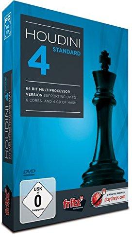 Houdini 4 Standard: PC chess program- 64 Bit Multiprocessorversion supports up to 6 cores & 4 GB of hash memory