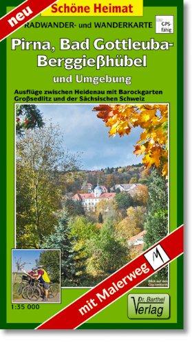 Radwander- und Wanderkarte Pirna, Bad Gottleuba-Bergießhübel und Umgebung: Ausflüge zwischen Heidenau mit Barockgarten Großsedlitz und der Sächsischen Schweiz. 1:35000