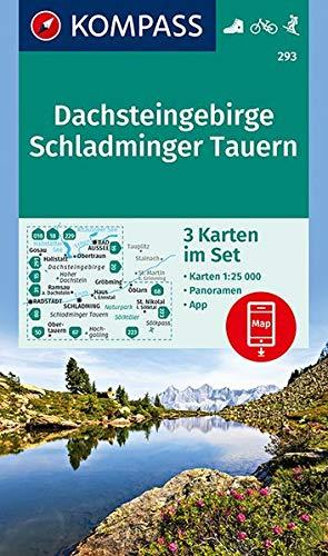 KOMPASS Wanderkarte Dachsteingebirge, Schladminger Tauern: 3 Wanderkarten 1:25000 im Set mit Panoramen inklusive Karte zur offline Verwendung in der ... Skitouren. (KOMPASS-Wanderkarten, Band 293)