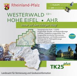 Rheinland-Pfalz, 1 CD-ROM Westerwald, Hohe Eifel, Ahr. Für Windows 98/ME/NT4.0/2000/XP/Vista. Ausgewählte Wander- u. Radwanderwege, Luftbilder/Stadtpln. ausgew. Orte. Ausgewählte tourist. Informationen, Gemeindenamen- u. Straßenv