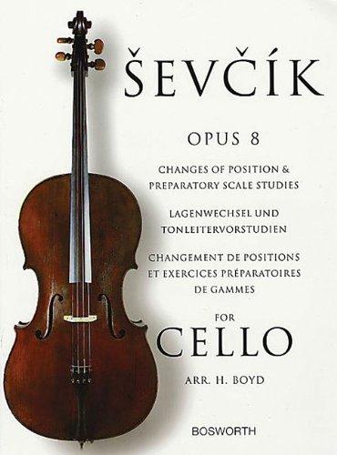 Lagenwechsel Und Tonleitervorstudien op. 8 (Deutsch / Englisch / Französisch): Lehrmaterial für Cello