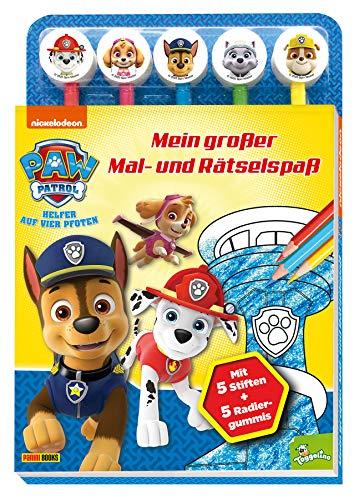 PAW Patrol: Mein großer Mal- und Rätselspaß: Rätselblock mit 5 Stiften und 5 Radiergummis