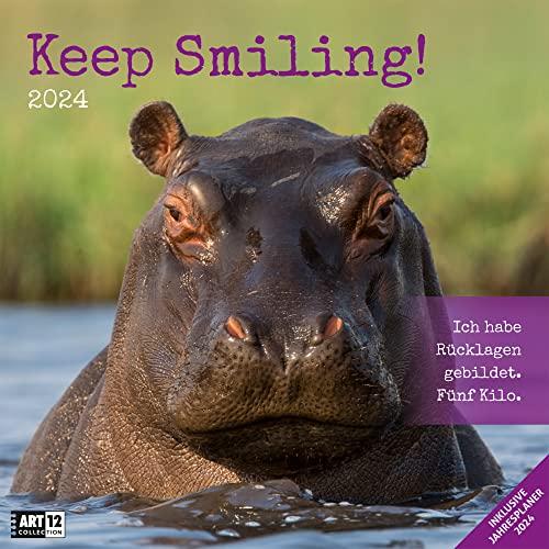 Keep Smiling! 2024, Wandkalender / Broschürenkalender im Hochformat (aufgeklappt 30x60 cm) - Geschenk-Kalender mit Monatskalendarium zum Eintragen