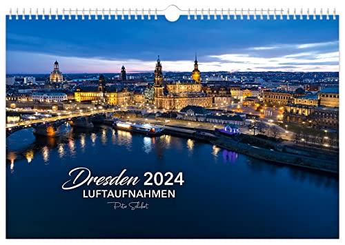 Kalender Dresden Luftaufnahmen 2024: | 45 x 30 cm | schwarzes Kalendarium