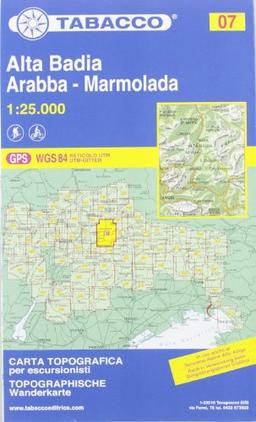 Gadertal, Arabba, Marmolada: Wanderkarte Tabacco 07. 1:25000 (Cartes Topograh)