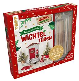 Kreativ-Set: Weihnachtliche Wichteltüren. Anleitungsbuch mit Material zum Sofort-Loslegen. Set zum Spiegel-Bestseller: Box (24 x 21,5 x 3,5 cm), Anleitungsbuch (64 Seiten, DIN A5, Softcover), 50 Holzspatel in unterschiedlichen Größen, Holzperlen, Graupapp