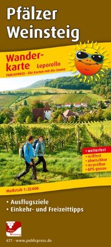 Wanderkarte Pfälzer Weinsteig: Mit Ausflugszielen, Einkehr- & Freizeittipps, wetterfest, reißfest, abwischbar, GPS-genau. 1:25000