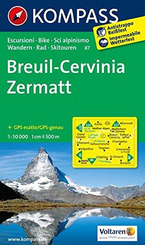 Breuil - Cervinia - Zermatt: Wanderkarte mit Radrouten und alpinen Skirouten. GPS-genau. 1:50000. (KOMPASS-Wanderkarten, Band 87796)