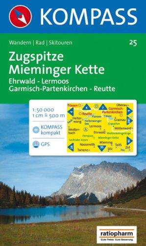 Zugspitze, Mieminger Kette: Ehrwald, Lermoos, Garmisch, Reutte. Wander-, Rad- und Skitourenkarte. GPS-genau. 1:50.000