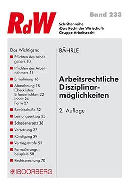 Arbeitsrechtliche Disziplinarmöglichkeiten