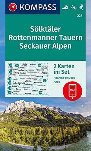 KOMPASS Wanderkarte Sölktäler, Rottenmanner Tauern, Seckauer Alpen: 2 Wanderkarten 1:55000 im Set inklusive Karte zur offline Verwendung in der ... Skitouren. (KOMPASS-Wanderkarten, Band 223)