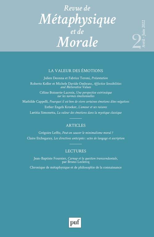 Revue de métaphysique et de morale, n° 2 (2022). La valeur des émotions