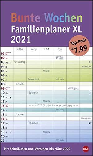 Bunte Wochen Familienplaner XL Kalender 2021