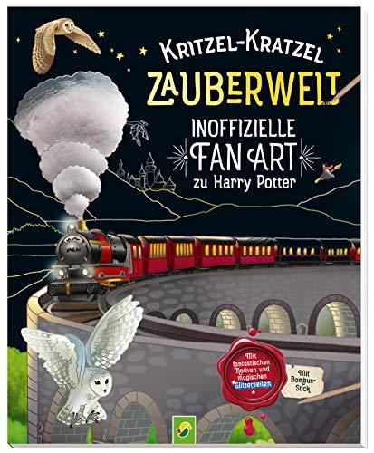 Kritzel-Kratzel Zauberwelt - Inoffizielle Fan Art zu Harry Potter: Mit fantastischen Motiven und magischen Glitzerseiten. Mit Bambus-Stick