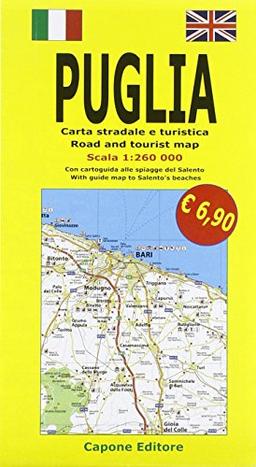 Puglia. Carta stradale e guida turistica. Con cartoguida alle spiagge del Salento 1:260.000. Ediz. italiana e inglese