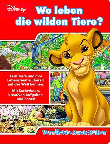 Wo leben die wilden Tiere? - Verrückte Such-Bilder - Disney - Wimmelbuch mit lustigen Lernspielen - Pappbilderbuch mit 18 Seiten für Kinder ab 18 Monaten