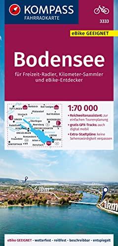 KOMPASS Fahrradkarte 3333 Bodensee 1:70.000: reiß- und wetterfest mit Extra Stadtplänen