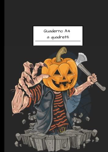 Quaderno A4 a Quadretti: Quaderno A4 grande formato, a quadretti da 5x5 mm - Adatto per scuola, ufficio e tempo libero- Copertina flessibile con illustrazione d Halloween