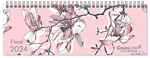 GreenLine Floral 2024 - Tischquerkalender - Tischkalender - Blumen - 29,7x10,5