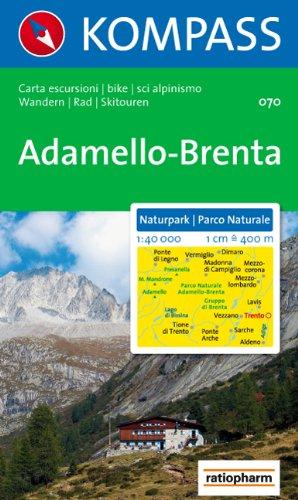 Naturpark Adamello-Brenta: Wandern / Rad / Skitouren. Carta escursioni / bike / sci alpinismo. 1:40.000