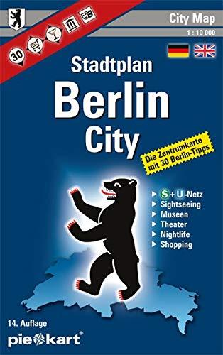 Berlin City 1 : 10.000 Stadtplan: Zentrumkarte mit 30 Sightseeing-Tipps, ÖPNV-Plan, Museen, Theater, Brauhäuser, Bars