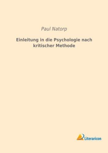 Einleitung in die Psychologie nach kritischer Methode