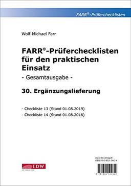 Farr, Prüfercheckl. 30. Erg.Lief. z. Grundwerk: 30. Ergänzungslieferung August 2019 zum Grundwerk