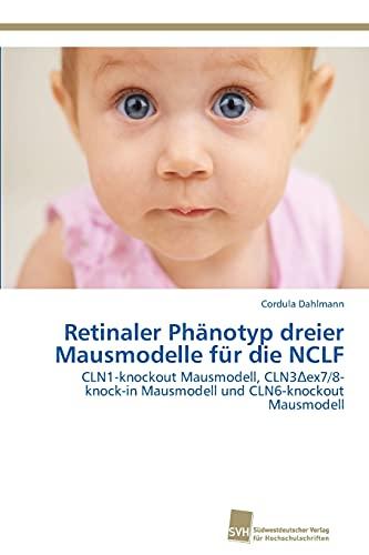 Retinaler Phänotyp dreier Mausmodelle für die NCLF: CLN1-knockout Mausmodell, CLN3Δex7/8-knock-in Mausmodell und CLN6-knockout Mausmodell: ... Mausmodell und CLN6-knockout Mausmodell