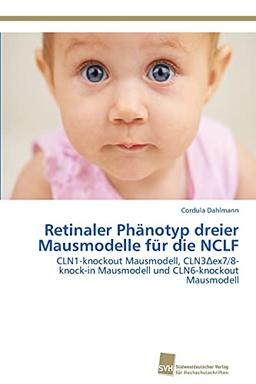 Retinaler Phänotyp dreier Mausmodelle für die NCLF: CLN1-knockout Mausmodell, CLN3Δex7/8-knock-in Mausmodell und CLN6-knockout Mausmodell: ... Mausmodell und CLN6-knockout Mausmodell