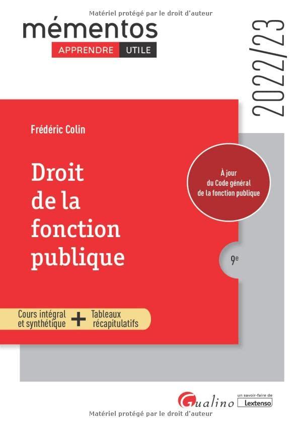 Droit de la fonction publique : 2022-2023