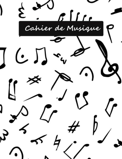 Cahier de Musique: Carnet de partitions - Papier manuscrit - 12 portées par page - 108 pages - Grand format - Couverture moderne