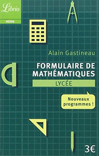 Formulaire de mathématiques : lycée : nouveaux programmes