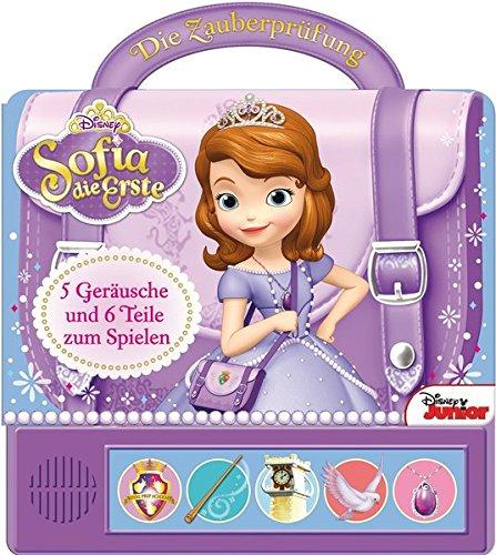 Sofia die Erste - Die Zauberprüfung: Disney Handtaschenbuch, Pappbilderbuch mit Tragegriff, 5 Geräuschen, 6 Spiel-Accessoires zum Herausdrücken und Tasche