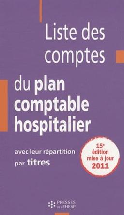 Liste des comptes du plan comptable hospitalier : avec leur répartition par titres