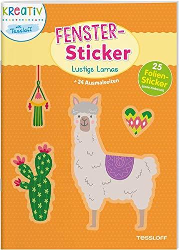 Fenster-Sticker. Lustige Lamas: 24 Ausmalseiten und 30 Folien-Sticker