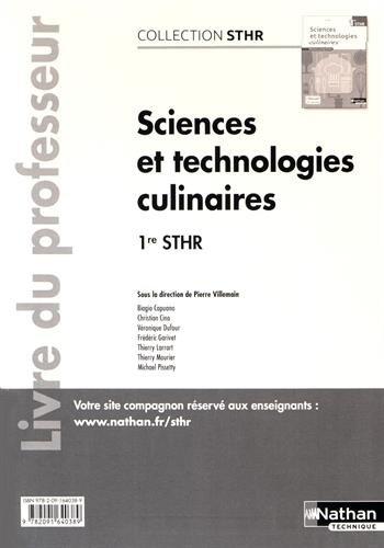 Sciences et technologies culinaires 1re STHR : Livre du professeur