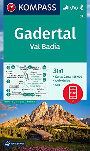 KOMPASS Wanderkarte 51 Gadertal / Val Badia 1:25.000: 3in1 Wanderkarte, mit Aktiv Guide inklusive Karte zur offline Verwendung in der KOMPASS-App. Fahrradfahren. Skitouren.