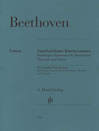 Fünf berühmte Klaviersonaten: Pathétique, Trauermarsch, Mondschein, Pastorale und Sturm